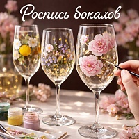 Роспись бокалов Мастер-класс по росписи бокалов: Преврати скучный фужер в шедевр! - фото № 1